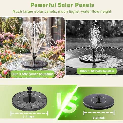 AISITIN 3.5W Solar Fountain Pump Built-in 1500mAh Battery with 10 Nozzles | Solar Fountain for Bird Bath with 4 Fixer, Solar Floating Water Pump, Fish Tank, Pond, Pool, Garden and Outdoor - color: Black