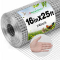AMAGABELI GARDEN & HOME Hardware Cloth 1/4 inch 16 in x 25 ft Galvanized After Welding 23 Gauge Square Chicken Wire Fence Mesh Roll Raised Garden Bed Plant Supports Poultry Netting Cage Snake Fence - size: 1/4" 16"x25'