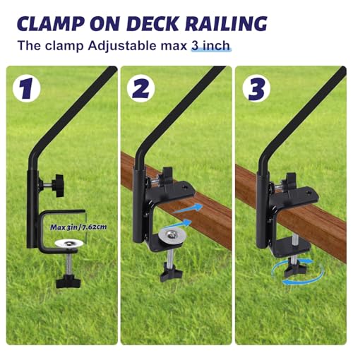 ERYTLLY 4 Packs 3 Inch Clamp 28" Long Deck Hook for Hanging Bird Feeder, Plants, Suet Baskets,Wind Chimes,Lanterns and More - size: Deck Hook - 28 Inch - 4 Packs