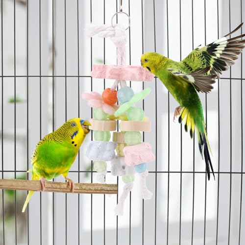 Hypeety Bird Calcium Teeth Grinding Stone Chew Treats Toy Beak Buffer Stone for Hamster Bird Parrot African Grey Parakeets Cockatiels Conures Amazons Small Animal Cage Hanging Bite - color: Calcium Stone