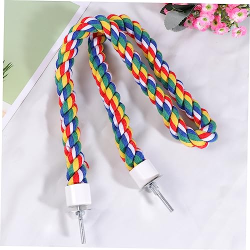 Hemobllo Bird Rope Perch, Colorful Parrot Cotton Rope Bird Perch Stand Climbing Toys Pet Parrot Chewing Toy for Parrots Cockatiels Parakeets Budgie Cages - size: 80cn