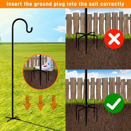 Shepherd Hooks Outdoor 60 Inches for Lanterns Heavy Duty Shepherd Stand Plant Hanger Yard Hooks for Solar Lights,Bird Feeder,Wedding,Mason Jar,Planter Pot,Adjustable Height - color: 60 IN