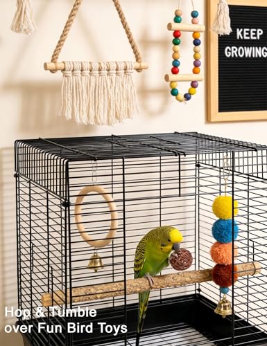 5-Pack Bird Toys for Parrots Cockatiels Budgies Canaries, Bell Rattan Balls | Bell Sound Stimulation, Rattan Chewing for Beak Health - size: 1.5'' - 2.8''