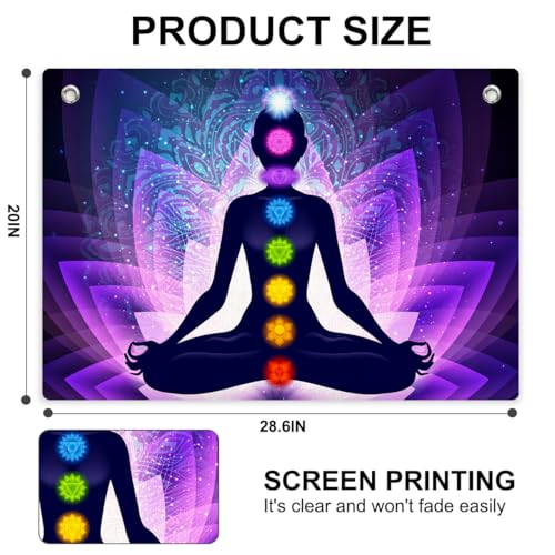 7 Chakra Meditation Tapestry Banner Flag 28.5 x 20 Inch Spiritual Seekers | Colorful Spiritual Lotus Hippie Chakra Tapestry for Yoga Studio, Bedroom Meditation Space Gift for Yoga Enthusiasts - color: Multi 0671