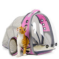 Expandable Pink Cat Backpack Carrier, Fit up to 12 lbs, Space Capsule Clear Bubble Window Pet Carrier Backpack for Kitten Bunny Rabbit and Small Puppy - color: Pink