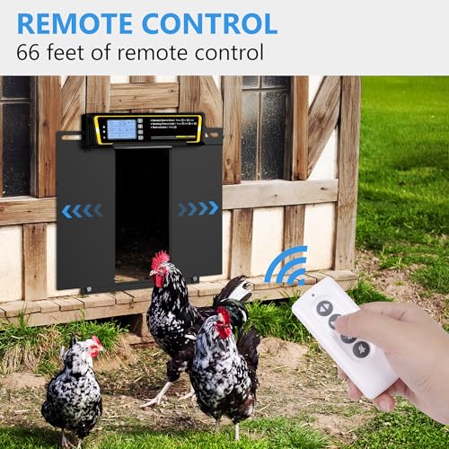 Automatic Chicken Coop Door with Timer & Light Sensor，5000mAh Battery & 3.7W Solar Panel，Anti-Pinch Auto coop Door, Weatherproof for Backyard Chicken Coop
