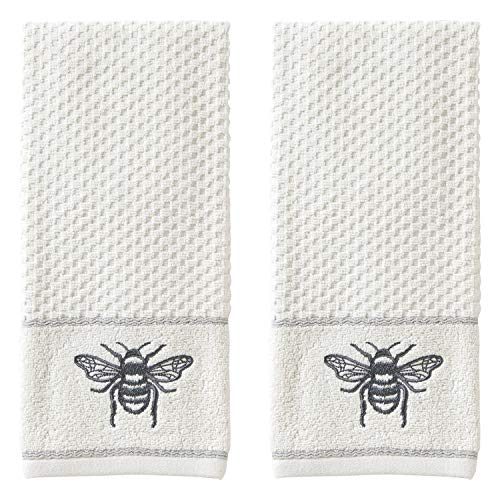 SKL Home Farmhouse Bee Hand Towel Set, White 16x25 - color: Farmhouse Bee