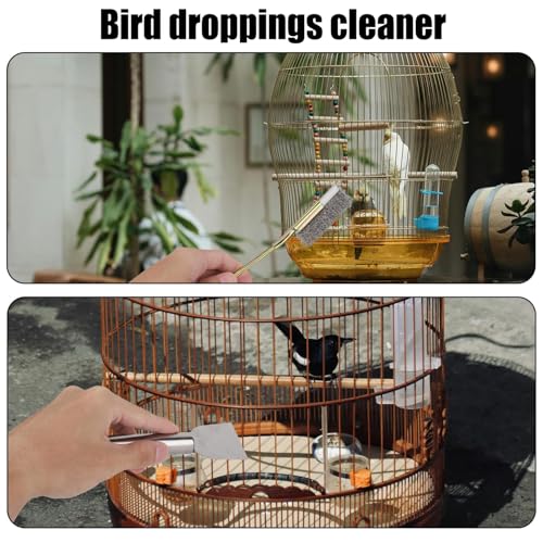 5PCS Set Bird Cage Cleaner Kit, Stainless Steel Poop Remover & Scraper Tool, Bird Cage Accessories Parakeet Items Small Animal Cage Cleaning