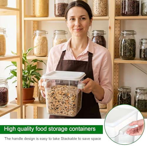 FoldTier 2 Pieces Square Food Storage Containers Polycarbonate Clear food Container with Lid Commercial Storage with Graduations for Commercial Kitchen Dough Marinating Meat(White,4 Qt) - color: White, size: 4 Qt