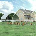 4ever2buy Metal Chicken Coop, 10x20 FT Walk-in Chicken Run Pen Poultry Cage, Water-Resistant & Anti-UV Cover, Large Chicken Coop for 18-22 Chickens - size: 231.6"L x 114.0"W x 76.0"H