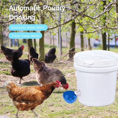Chicken Waterer Cups, 8 Packs Blue Large Chicken Watering Cups | Automatic Chicken Water Cups, Tee Fittings Poultry Feeder Cups Suitable for Chicken, Duck, Turkey with Mounting Hole Opener - color: blue