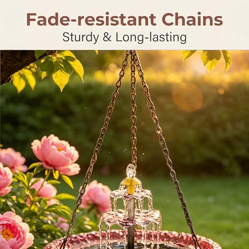Solar Cascade Hanging Bird Bath, 3-Layer Powered Birdbath Fountain, Red | Outdoor Water Dispenser for Hummingbirds, Hummingbird Bath Shower Bowl for Garden Yard - color: Red