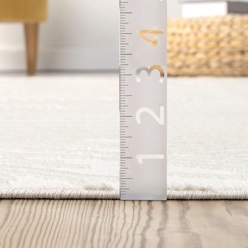 Abani Zen 4' x 6' Cream Rug – Neutral Layered Wavy Borders Pattern, Medium Soft Area Rug for Living Room & Bedroom, Durable & Easy to Clean - size: 4' x 6'