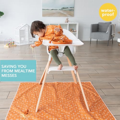Bumkins Baby Splat Mat for Under High Chair, Babies Toddlers Eating Mess Mat, Waterproof Reusable Cloth for Arts and Crafts, Playtime Mat for Kids, Floors or Tables, Fabric 42inx42in, Boho Orange - color: B3 Grounded