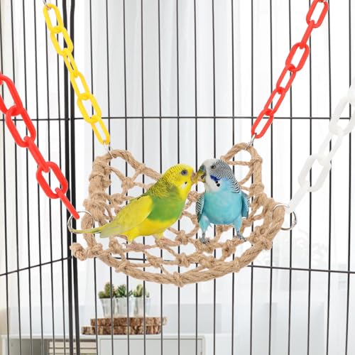 Hypeety Hanging Hemp Rope Hammock Swing for Bird Parrot Cockatoo Budgies Parakeet Cockatiel Lovebirds Cage Perch Swinging Training Toys - color: Rope Hammock