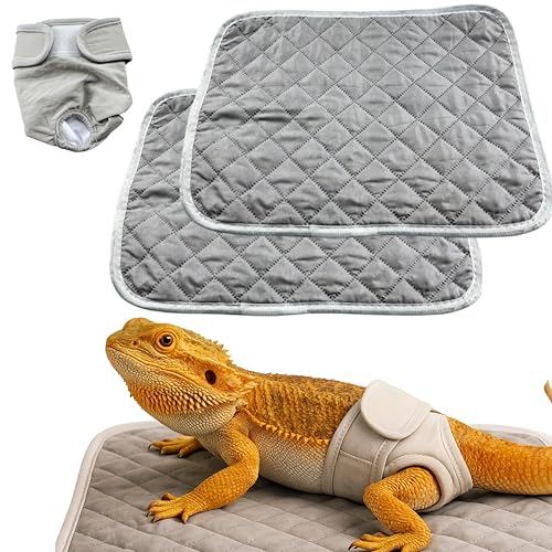 Bearded Dragon Diapers Bedding Mat Accessories, Adjustable Diaper, 2pcs Cleaning Mat for Picnic Travel, Bearded Dragon Diapers Accessories Reusable Pad, Reptile Carrier Essentials (2 Reusable Pad) - color: 2 Reusable Pad