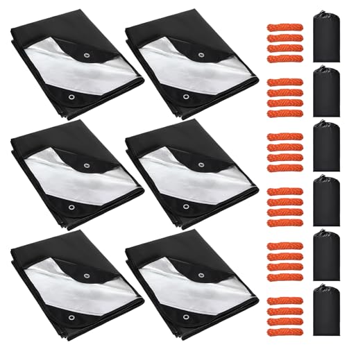 6 Pack Heavy Duty Reflective Survival Space Blankets, Multipurpose Emergency Thermal Blanket for All Weather, Black - color: Black 83''x59'',6 Packs