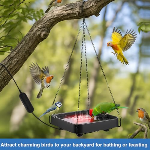 4 Pack Heated Bird Bath for Winter Outdoors, 75w Hanging Birdbath with Birdbath Copper Disk Pipe Insulation Tape Extension Cord Cover, Bird Feeder for Winter Outdoor Garden Yard Patio Lawn(Classic) - style: Classic