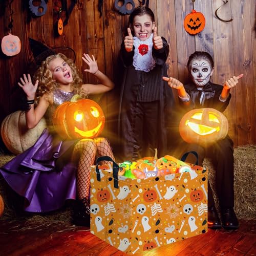 Rectangular Halloween Basket,Trick or Treat Basket for Boys and Girls,Waterproof collapsible storage box,Halloween Decor,Gift box(Pumpkin Halloween) - color: Pumpkin Halloween