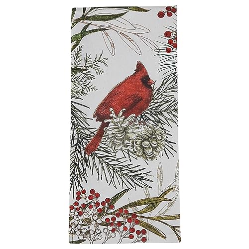Park Designs Cardinal Dishtowel Set of 4, Red Bird | 100% Cotton | Printed Red Bird Design | Hanging Tabs | Absorbent Winter Kitchen Decor Set