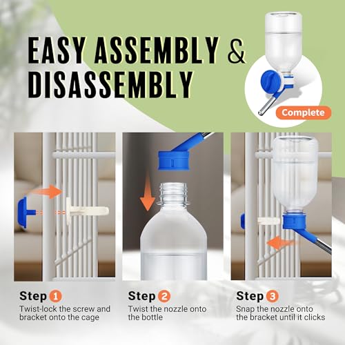 Choco Nose No-Drip Water Bottle Feeder for Guinea Pigs, Hamsters, Bunnies, Ferrets, & Small Pets, 10.2 fl.oz, 300ml - Easy to Install in Cages/Crates, US Patented Leakproof Nozzle 10mm, Blue (C128) - color: C128 Blue, size: Guinea Pigs-Small Bunnies-Ferre