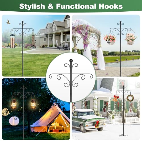 Shepherds Hooks for Outdoor, 2 Pack 76 Inch Heavy Duty Double Shepherds Hook for Bird Feeder, Garden Plant, Solar Light Lantern - size: 76 inch