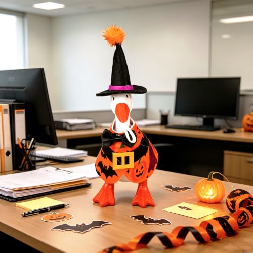 7In Halloween Witch Desk Goose Outfits Cute Desktop Geese accessories | Halloween Costumes with Black Hat Bow Tie Mini Halloween Desk Goose Clothes for Magnetic Goose Statue Decor Holiday Gifts