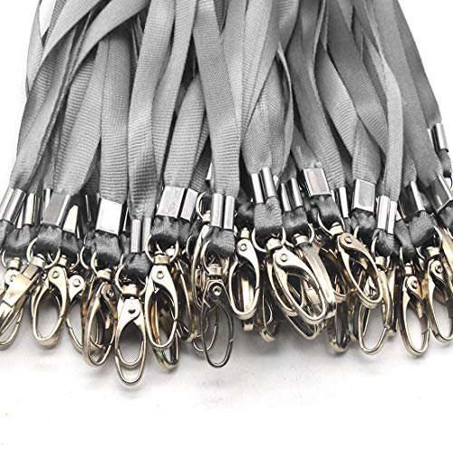 Lanyards 100Pcs Bulk Lanyard for Id Badges,Badge Lanyards Swivel Hooks Clips Great for Name Tags Badge - color: Gray