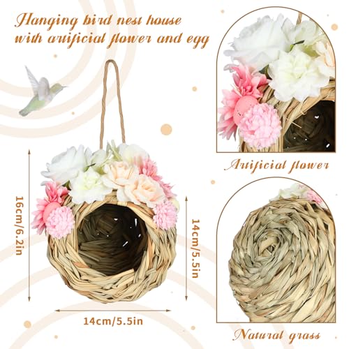 Novabright Spring Flower Bird Houses for Outside Hummingbird Gift Nest Hanging Bird House Spring Outdoor Decoration for Hummingbird Garden Patio Lawn Window Outdoor Home Decoration Gift