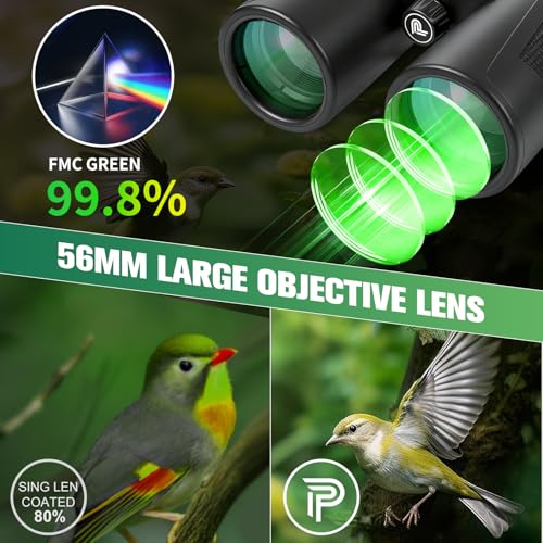 20x55 Binoculars for Adults High Powered,with Phone Adapter | Large View Waterproof Optics with Clear Low Light Vision, Easy Focus for Hunting, Bird Watching, Concerts, Sports - color: Dark