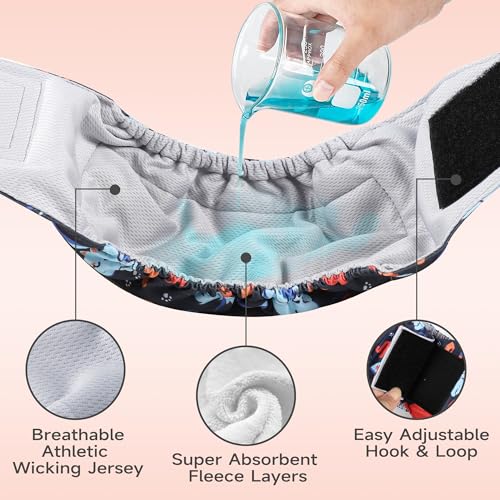 Leekalos Male Dog Diapers, Dog Belly Bands for Male Dogs | Wraps Washable Doggie Diapers High Absorbing Dog Belly Bands - color: Tabby-Print, size: X-Large (22"-27")