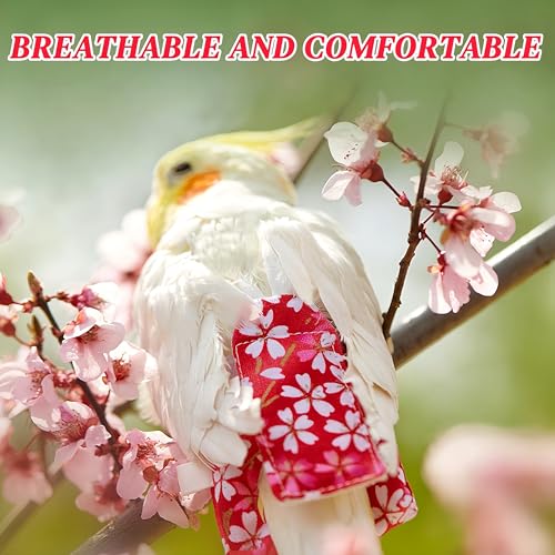 2 Pcs Bird Diapers Bird Harness Flight Suits Diapers with 80in Flying Leash Reusable Parrot Nappy with Waterproof Inner Layer for Cockatiel Budgie Conure Parakeet Lovebird-Red&Green