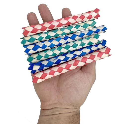 702 Pk24 Chinese Finger Traps for Birds - Shredding & Foraging Fun for Parrots, Parakeets & Cockatiels. Safe Chew Toys & Foot Toys for Conures, Budgies, Macaws. DIY Cage Accessories Parts