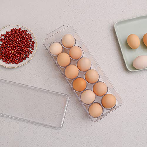 Sooyee 2 Pack Egg Holder for Refrigerator, Plastic Egg Storage Container, Fridge Egg Organizer, Clear Refrigerator Organizer Bins with Lids, Stackable Tray Holds 12 Eggs - size: 2 Pack 12 Eggs