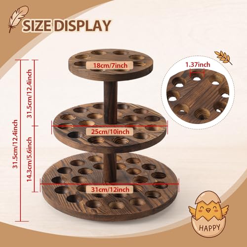 Wooden Egg Holder for Countertop 360° Rotating 3-tier Tree Shape Eggs Storage for 52 Fresh Eggs Large Capacity Chicken Egg Rack for Farmhouse Kitchen Counter Rustic Home Decorations