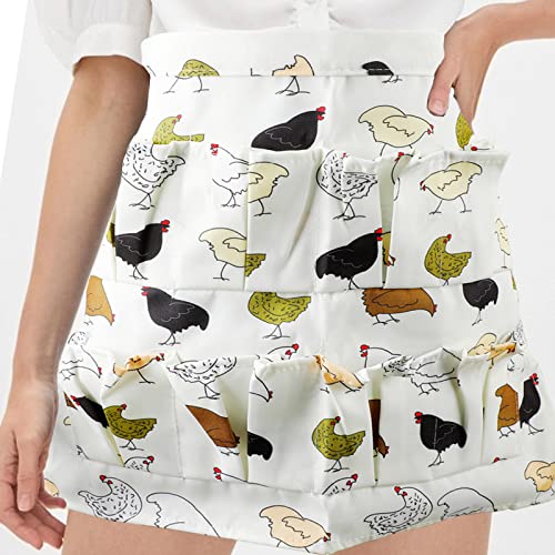 Cute Egg Collecting Apron with 8 Individual Pockets for Farm Use | Multi-Pocket Farmhouse Apron for Gathering Chicken, Duck & Goose Eggs, Kitchen Tasks & Family Farm Activities