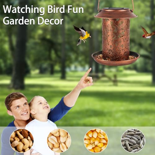 Cardinal Solar Bird Feeder Outdoor Waterproof Hanging Garden Decor | gift for women mom waterproof hanging solar lantern for yard patio christmas birthday daily decor - style: Cardinal
