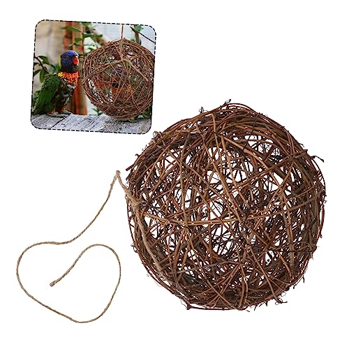 Sosoport DIY Hummingbird Nesting Material Holder for Outdoor Birds Rattan Ball Feeder Nesting Naterual Holder Bird House Accessory
