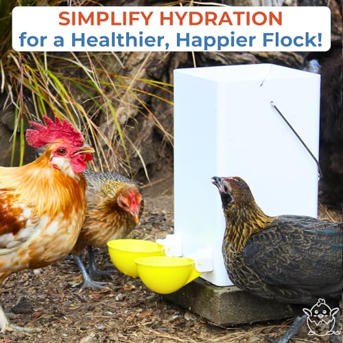 Lil'Clucker - Large Automatic Chicken Waterer Cups Suitable for Ducks, Geese, Turkeys, and Bunny Rabbit - Water Feeder Kit - Poultry Waterer (Yellow, 8 Pack) - color: Yellow, size: 8 Pack