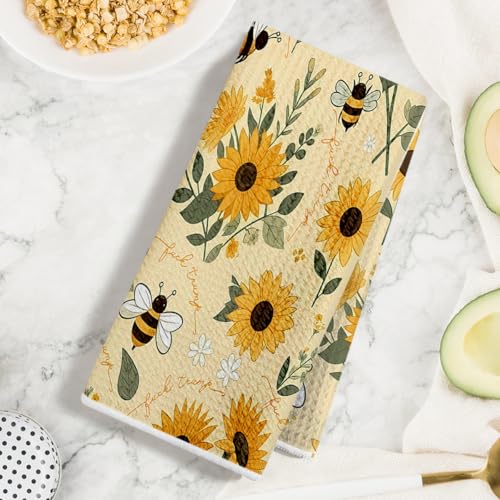 2 Pcs Funny Trump Kitchen Towel, Sunflower Hand Towels for Kitchen Decor | Absorbent Microfiber Dish Cloth Tea Towels Home, Anti Trump Gifts for Women 14x24 Inch - color: Multi 1518