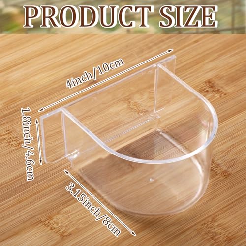 LemonRoad 4 Pcs Clear Bird Cage Feeder Bird Food Water Bowls Dish for Cage Feeding Drinking Seed Container Feeder Cup Plastic Birdcage Tray Replacement Thick Food Trough Box Supply for Parrot Pigeon