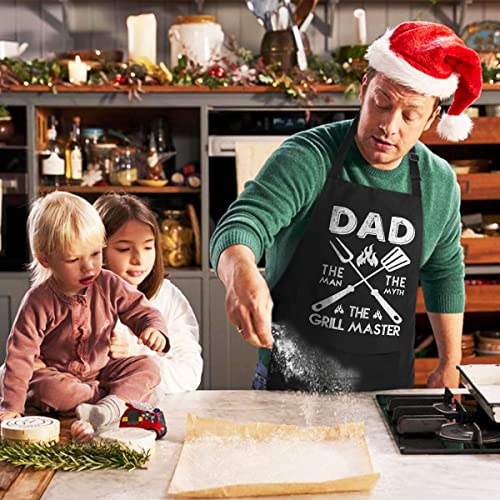 VAGAVY 100% Cotton, Black Funny Aprons for Men, Dad, Husband - Birthday, Father’s Day Grilling Gifts for Papa, Husband. - color: Dad the Legend