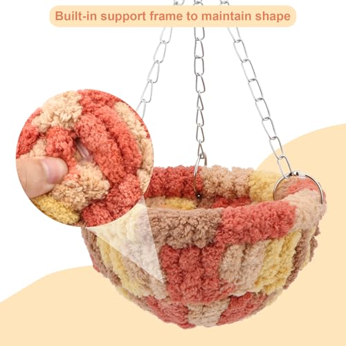 Wontee Bird Nest Bed Parrot Hanging Swing Hammock Bird Cage House for Budgies Parakeets Cockatiels Lovebirds Conures (Orange) - color: Orange