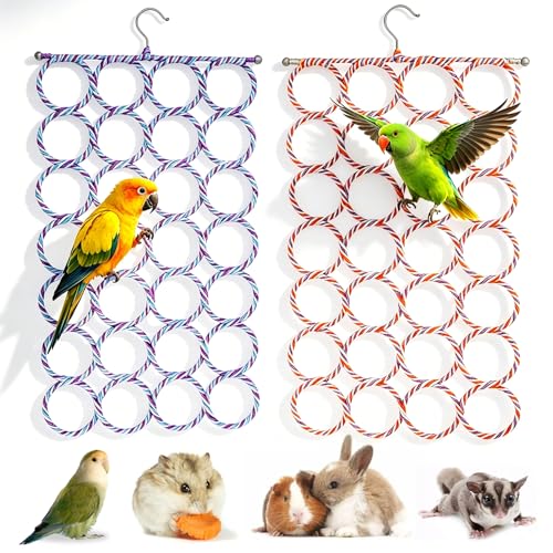 2 Pack Swing Hanging Toys,Bird Climbing Rope Net Ladders Small Medium Pet Activity Toy Suitable for Parakeet,Cockatiel,Cockatoo,Hamster,Rat,Ferret(Random Color) - color: Gold