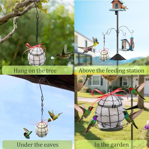Bird Nesting Material Holder Hummingbird Nesters Natural Wool for Wild Birds Nesting Station Bird Watching Gifts for Patio Garden Outdoor