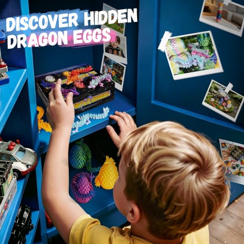 Impossmaker 6pcs 3D Printed Dragon Eggs, Cool Articulated Crystal Dragon Toys for Boys Kids Teen, Surprise Dinosaur Eggs for Party Favors, Fun Goodie Bag Stuffers for Birthdays, Classroom Prizes - style: 6P