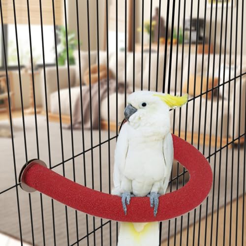Rypet U-Shaped Large Parrot Perch, Quartz Bird Perch for Cage(Red XL) | Safe Chew & Rest Perch for Large Birds, Durable Non-Toxic Cage Accessory, for Parakeets Cockatiels Conures Macaws - color: Red, size: X-Large