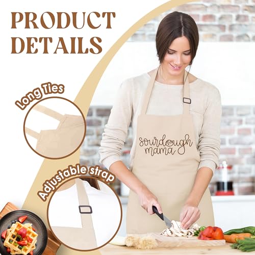 Sourdough Apron for Women with Deep Pockets - Funny Bakers Apron, Unique Sourdough Gifts for Women & Bread Bakers, Adjustable Kitchen Apron for Mom, Mother’s Day Baking Gift - B13 - color: Sourdough Mama 1