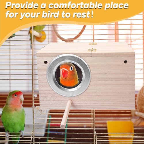 PINVNBY Parakeet Nesting Box Bird House for Cage Wood Mating Box Bird Breeding Box for Lovebirds, Cockatoo, Budgie, Finch, Canary Small and Medium Sized Birds (M:7.9 * 4.7 * 4.7 inch) - size: Wood,M: 7.9*4.7*4.7 inch