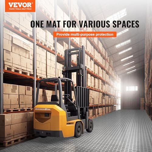 VEVOR Garage Floor Tiles 12 x 12 x 0.53 inch, Interlocking Design Ease of Installation Double-Sided Texture Non-Slip Sturdiness, for Garages, Basements, Repair Shops, Silver, 50 Pack | Easy Installation Double-Sided Texture Non-Slip Sturdiness, Premium PP